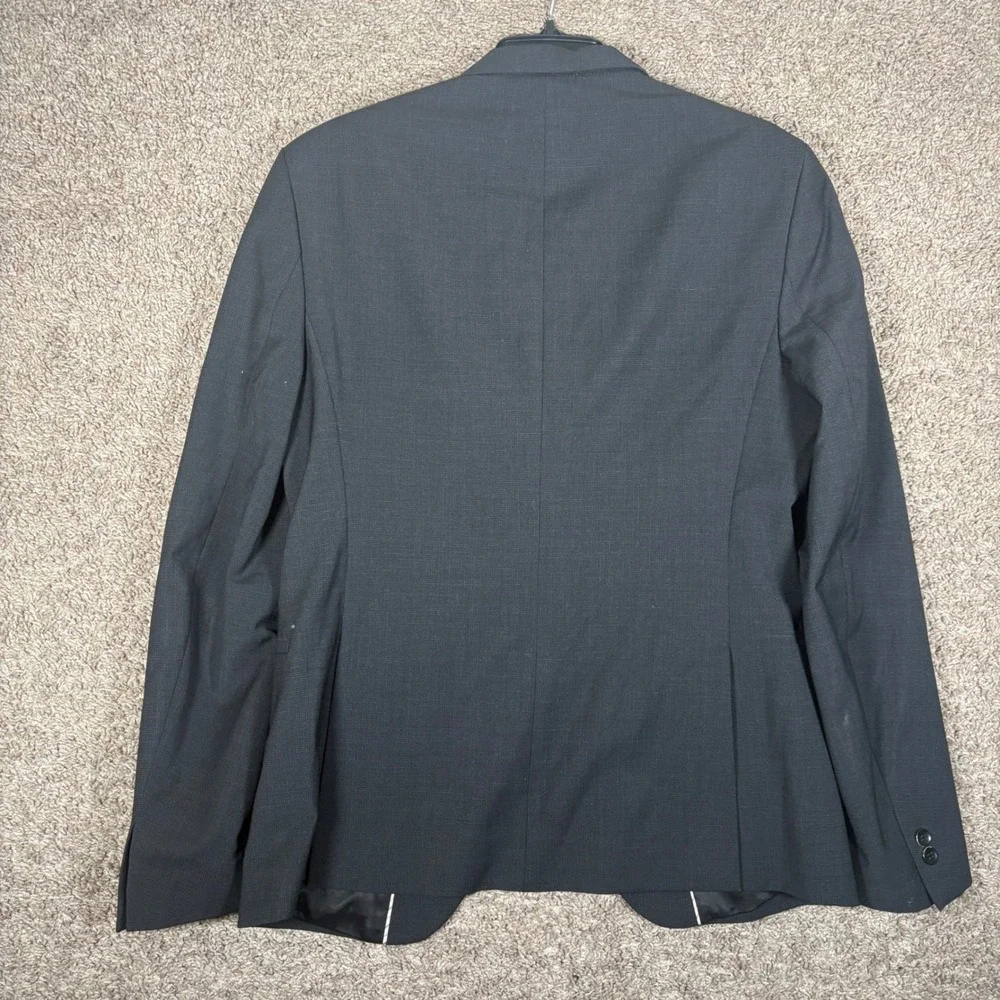 Zara Man Mens Slim Fit Blazer Jacket Charcoal Grey Micro Check Size 38 US 48 EUR